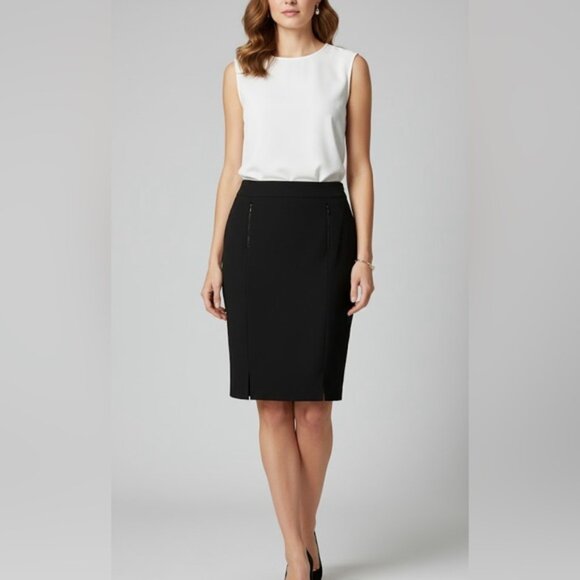 Akris Punto Wool Pencil Skirt Black Office Classic — Size 14 - Picture 1 of 7